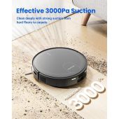 Proscenic X1 Robot Vacuum Cleaner with Self-Empty Base, 3000Pa Suction, 3 Suction Levels, 2.5L Dust Bag Capacity, 250ml Water Tank, 2600mAh Battery, 165Mins Runtime, APP Control - Black