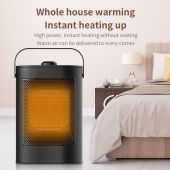 1500W Mini Space Heater with 3 Operating Modes, Adjustable Thermostat, Overheat and Tip-Over Protection for Home, Office and Under Desk - Black, CE Certified, Include VAT