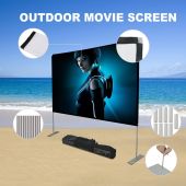 HOIN 80 inch 4K Portable Projector Screen Outdoor with Stand,16:9 Anti Crease Foldable Movie Screen
