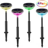 Gohyo 7 Colored Light Variations Solar Outdoor Lights,Up to 14 Hrs Long Last Auto On/Off,Solar Lights Outdoor Waterproof IP67,4Pack Yard Lights for Yard Garden Landscape Backyard Pathway