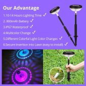 Gohyo 7 Colored Light Variations Solar Outdoor Lights,Up to 14 Hrs Long Last Auto On/Off,Solar Lights Outdoor Waterproof IP67,4Pack Yard Lights for Yard Garden Landscape Backyard Pathway