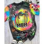 Softball MOM LIFE Tie Dye Bleached Shirt