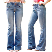 Wisherryy Classic Mid-Rise Washed Flared Jeans