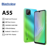 Blackview New A55 Smartphone 3GB 16GB 6.528" HD 4780mAh Quad Core Android11 Mobile Phone MT6761V 5MP 8MP Camera Cell Phone