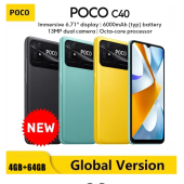 New global version poco c40 4gb 64gb smartphone 6000mah battery 6.71 display jlq jr510 octa-core cpu 13mp main camera Black