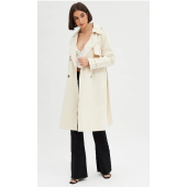 Beige Trench Coat Long Sleeves Cotton