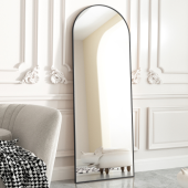 Full Length Mirror 65"x22" Sleek Arched-Top Floor Mirror Bedroom Dressing Mirror Arched Wall Mirror Standing Leaning Hanging (Black)