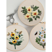Embroidery Kit for Beginners, 3 Sets Embroidery Starter Kits for Adults Include 3 Stamped Floral Pattern, 3 Embroidery Hoops, Threads, Needles and Instructions for Hand Embroidery Starter Art Craft