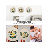 Embroidery Kit for Beginners, 3 Sets Embroidery Starter Kits for Adults Include 3 Stamped Floral Pattern, 3 Embroidery Hoops, Threads, Needles and Instructions for Hand Embroidery Starter Art Craft