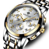 WISHDOIT WSD-016 Men Watch Fashion Chronograph Stainless Steel Strap Wrist Watch 