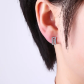 925 Sterling Silver Heart Asymmetric Earrings Diamond Long Tassels Drop Earrings