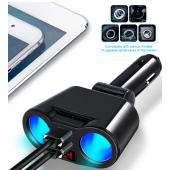 Car Cigarette Lighter USB Splitter Plug Converter For Phone MP3 DVR 5V 2.4A Dual USB Socket Power Adapter with Voltage Monitor