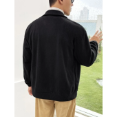 Men Expression Pattern Button Up Fleece Jacket