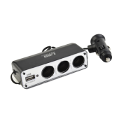 High Quality New Charger Adapter Triple Splitter 12V ABS Black Car Cigar Lighter Convenient Multi Socket USB Port