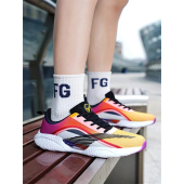 1pair Sporty Sneakers, Lace Up Front Fabric Low Top Running Shoes