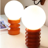 Vintage Orange Solid Glass 1-Light Table Lamp