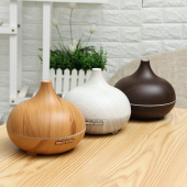 550ML Aroma Air Humidifier Wood Grain with LED Lights Essential Oil Diffuser Aromatherapy Electric Mist Maker for Home - Dark wood grain US Plug