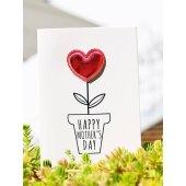1pc Mother's Day Heart Design Greeting Card, White Paper Thank You Card For Mother's Day