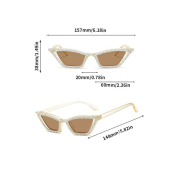 1pair Women Rhinestone Decor Cat Eye Fashionable Sunglasses, For Summer