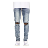 Men's trendy drawstring ripped jeans