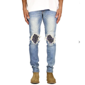 Men's ripped rivet jeans