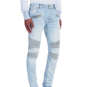 Men's Sexy Pleated Blue Stretch Jeans