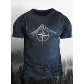 Mountains and Compass Printed Men's T-Shirt