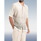 Black Criss Cross Pattern Walking Suit Short Sleeve Set