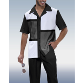 Black Plaid Short Sleeve Walking Suit