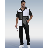 Black Plaid Short Sleeve Walking Suit