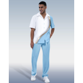 Suitmens Men's Blue Gradient Short Sleeve Hiking Suit