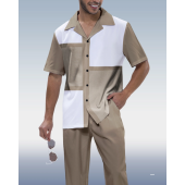 Olive Plaid Short Sleeve Walking Suit