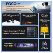 POCO F5 5G Global Version 12GB 256GB Snapdragon 7+ Gen 2 Octa Core 120Hz Flow AMOLED DotDisplay 64MP Camera 67W NFC
