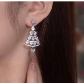 Exquisite Zircon Christmas Tree Stud Earrings for Women Girls Shiny Rhinestone Crystal Drop Earring Christmas New Year Gift