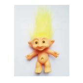 Fluorescent Yellow Hair Mini PVC Vintage Trolls Doll
