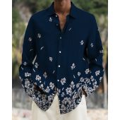 Men's cotton&linen long-sleeved fashion casual shirt de02