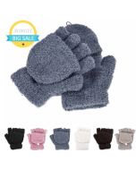 2023 Winter Warm Thickening Wool Gloves Knitted Flip Fingerless Flexible Exposed Finger Thick Gloves Mittens Men Women Glove