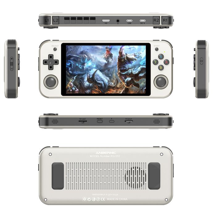 ANBERNIC RG552 80GB Handheld Game Console, 1920*1152p 5.36'' IPS Screen, Android linux OS, Rockchip RK3399, HD Out, 6H Battery Life, Android Games WII NGC NDS N64 DC PSP PS1 openbor NEOGEO, Support Dual TF Card, Black