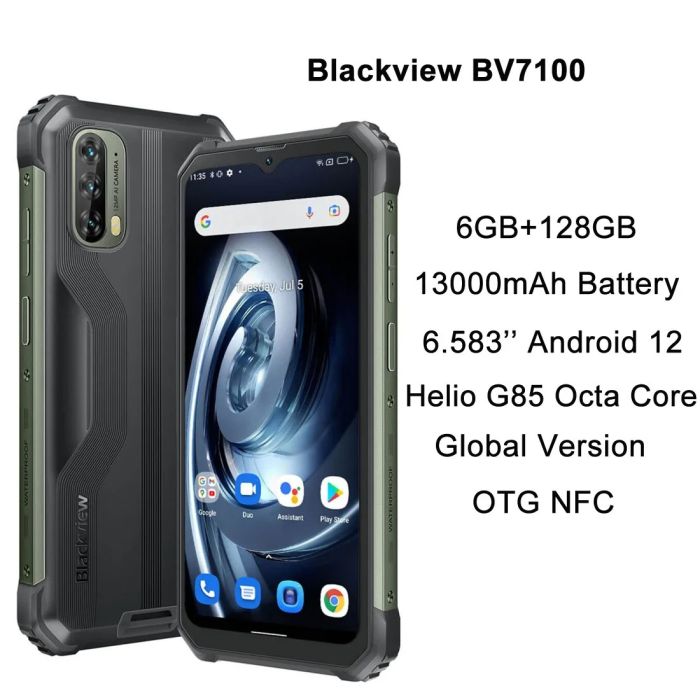 Blackview BV7100 6GB+128GB Rugged Phone 13000mAh 6.583 inch Android 12 Helio G85 Octa Core 4G NFC Smartphone Global Version