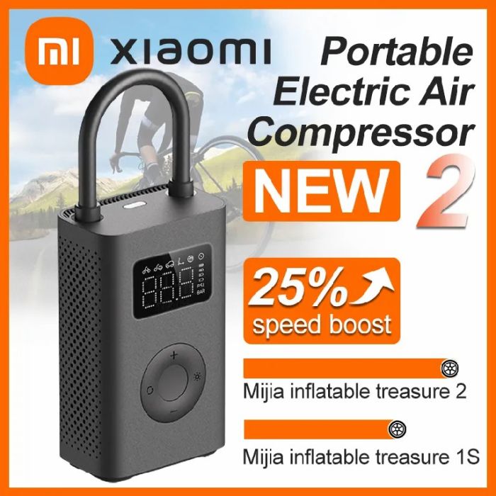 Xiaomi Mini Portable Air Pump 2 Mijia Electric Air Compressor Treasure Type-C Multitool Inflator For Automotive Car