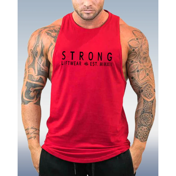 Men's Red Letter Print Sports Tank Top