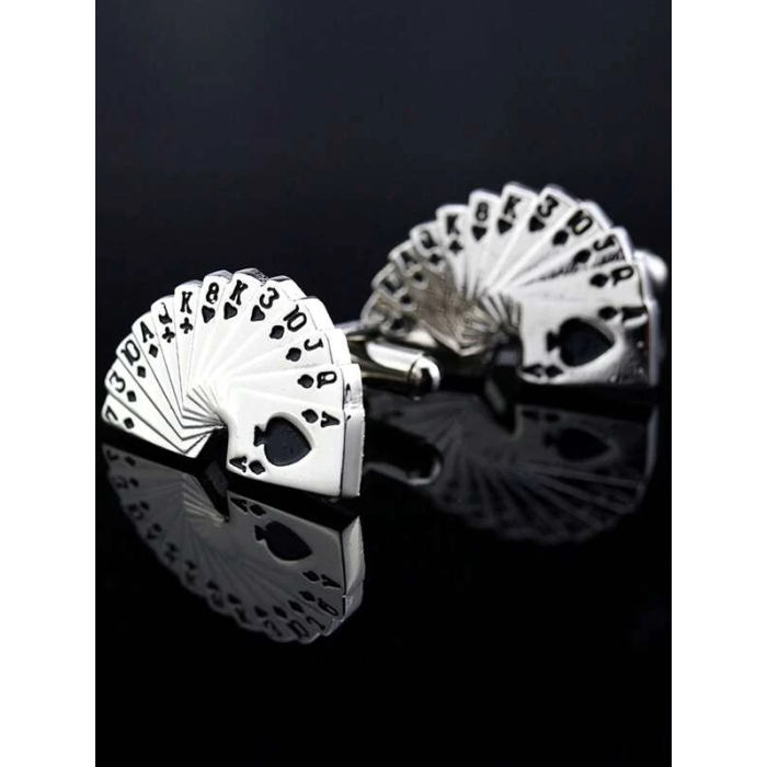 1pair Business Playing Card Design French Style Cufflinks For Men's Suit Decoration