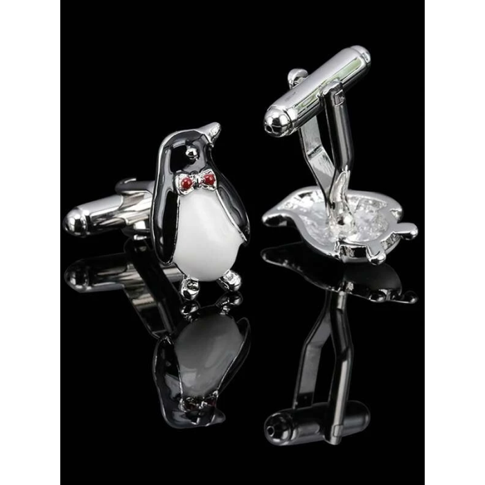 1pair Fashionable Penguin Decor Cufflinks For Men For Daily Decoration