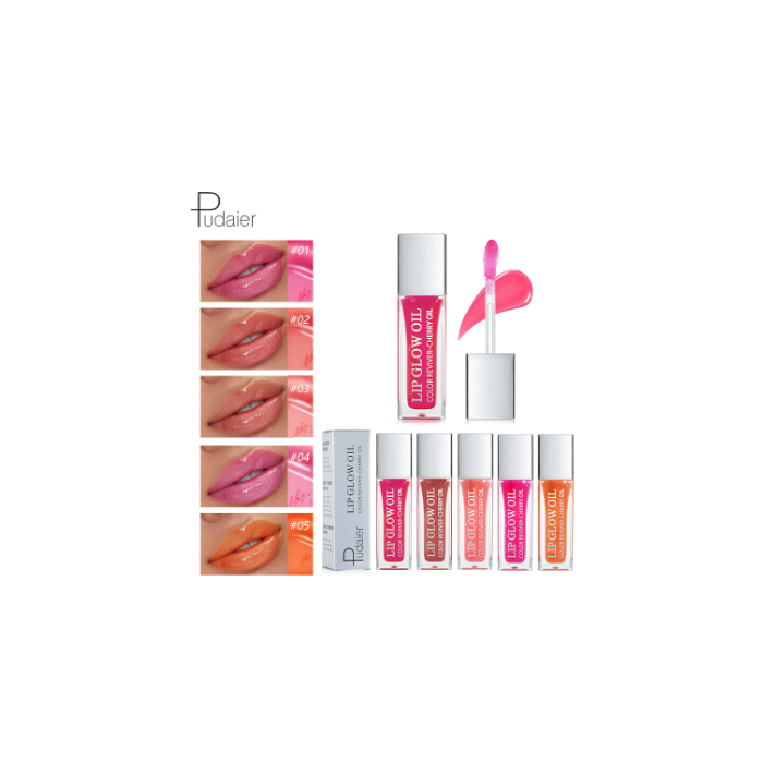 Pudaier 5 color nourishing lip lip gloss lip glitter non-stick glowy lipstick lip glaze