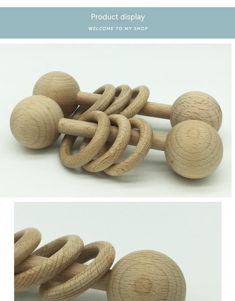 New beech wood children's toys teether baby exercise baby scratch ball