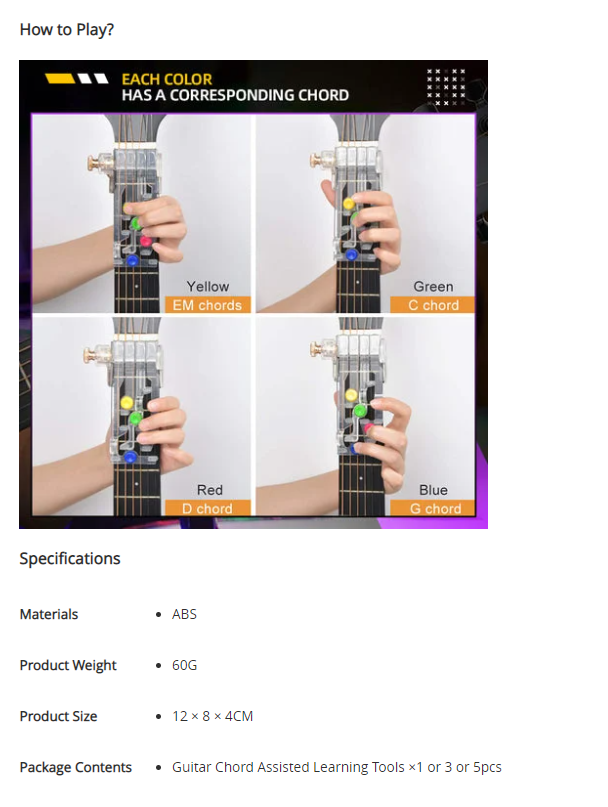 BUY 2 GET 1 FREE Guitar Chord Assisted Learning Tools